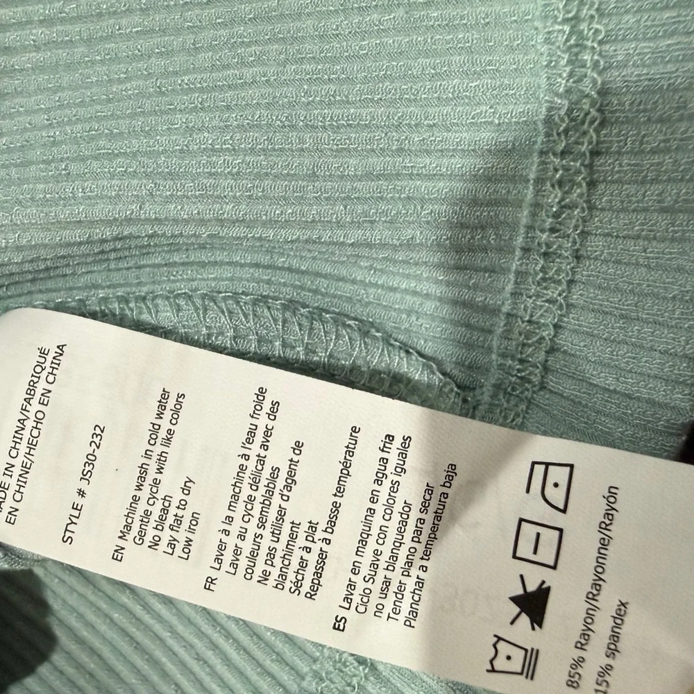 NWT Revamped Women's Light Blue Ribbed Strapless Midi Tube Dress Tie Waist Sz L - Picture 9 of 9